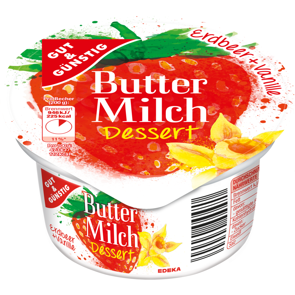 GUT GÜNSTIG Buttermilch Dessert Erdbeere Vanille 200 g Dessert