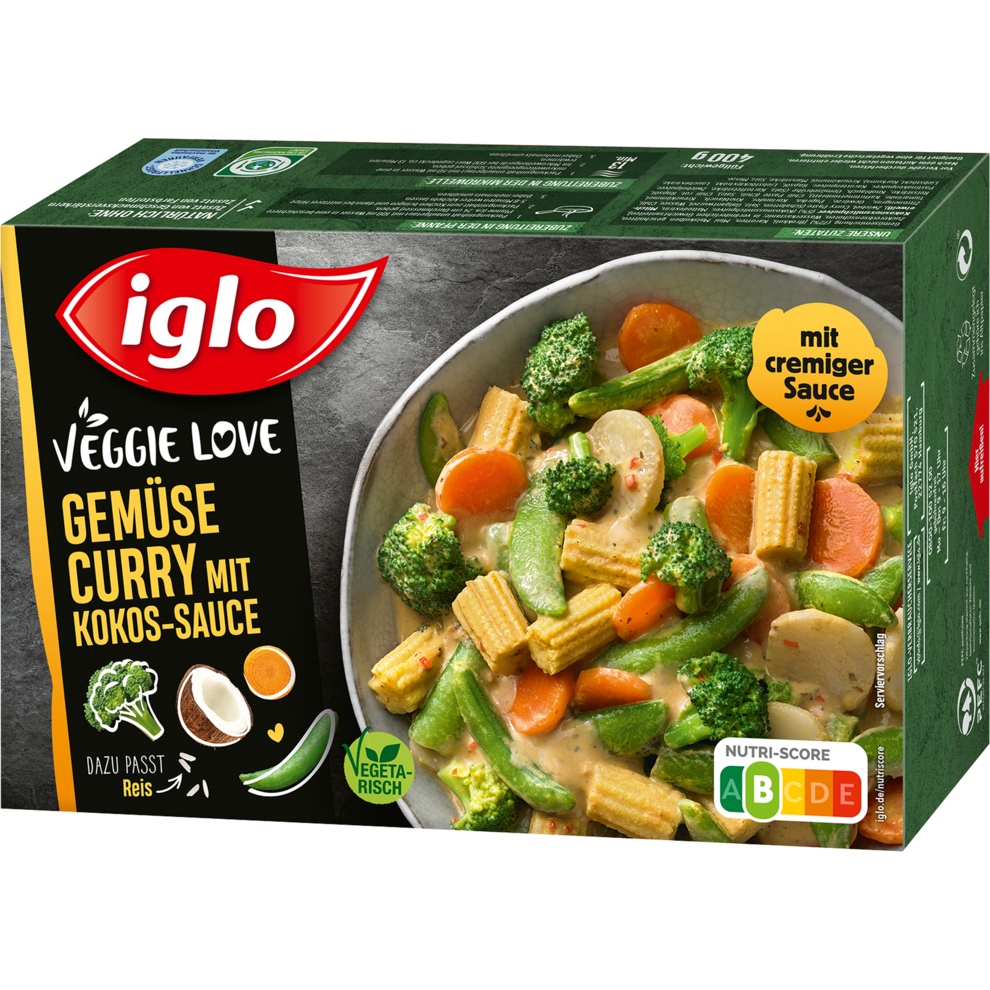 iglo Veggie Love Gemüse Curry mit Kokos Sauce 400 g Tiefkühlkost