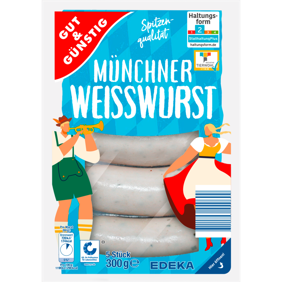 GUT GÜNSTIG Münchner Weißwurst 300 g Wiener Bock Bratwurst