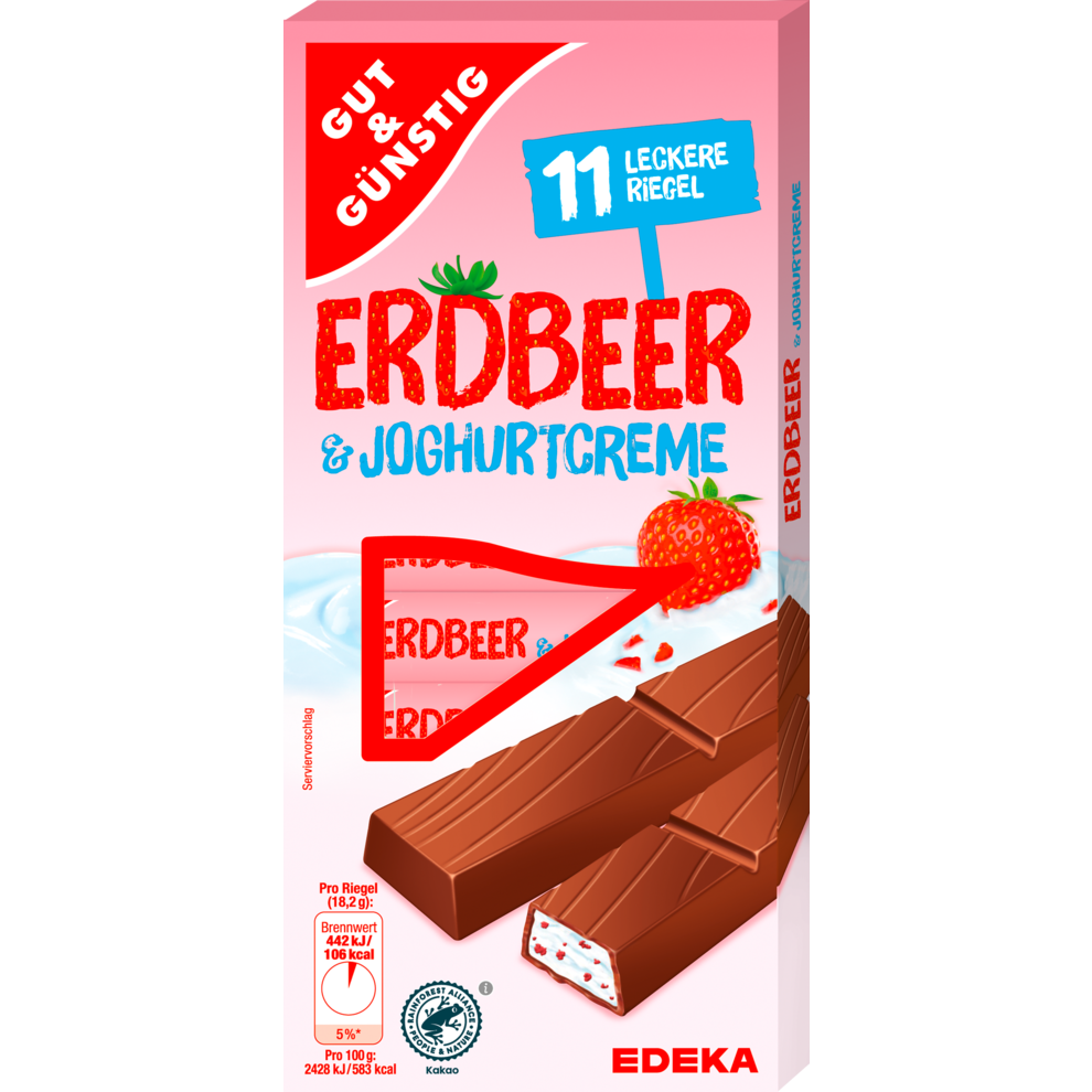 GUT&amp;GÜNSTIG Joghurt-Erdbeer-Riegel 200 g | Schokolade &amp; Pralinen ...