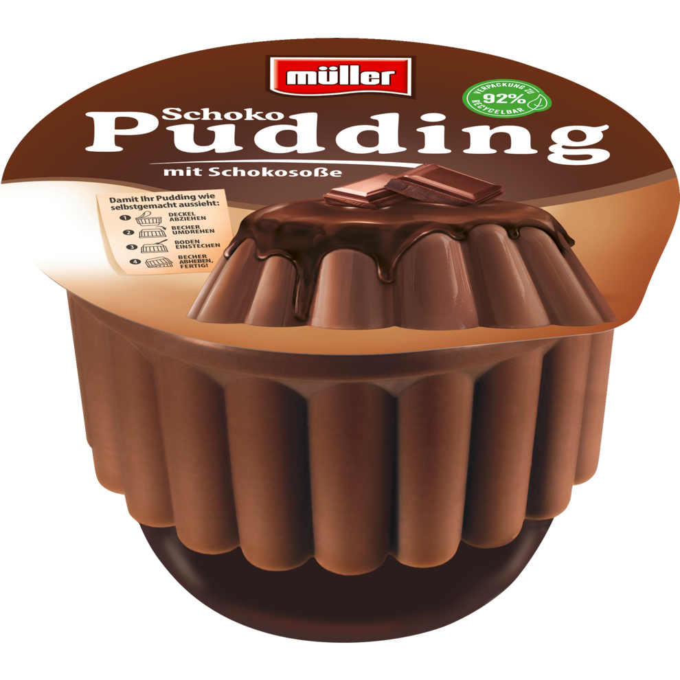 müller Schoko Pudding mit Schokosoße 450 g | Pudding | Molkereiprodukte ...